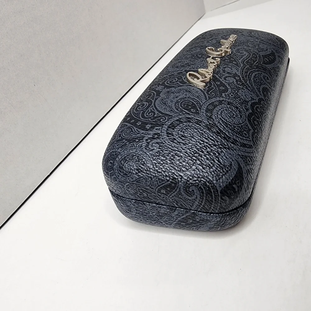 Robert Graham Hard Shell Eye Glasses Case floral Grey Pattern Red Inside W Quote